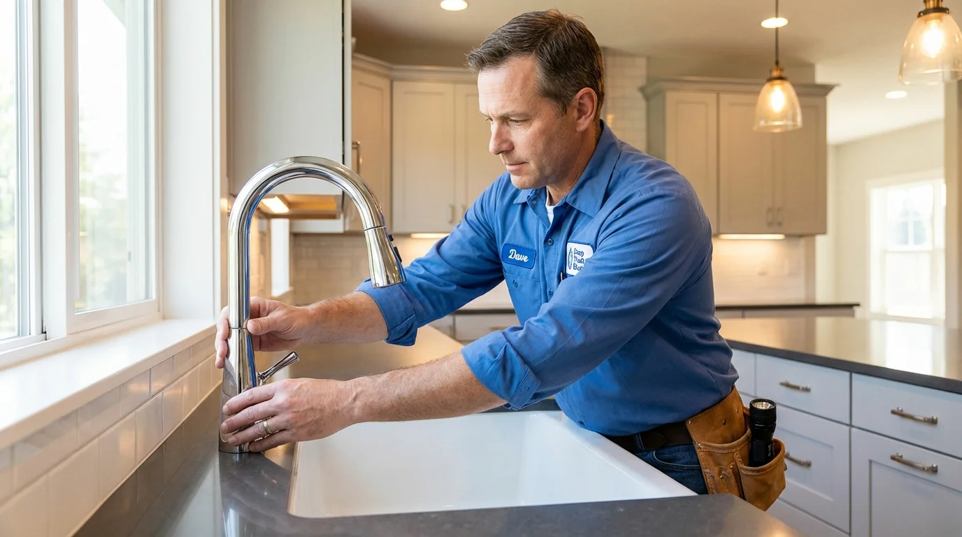 Kitchen faucet installation by Johns Plumbing LLC in Yarmouth