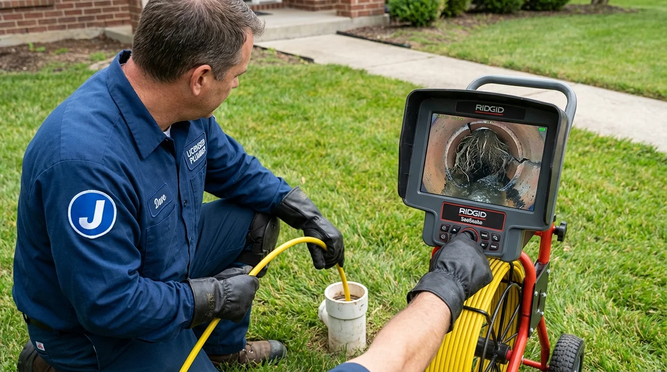 Sewer camera inspection being performed by Johns Plumbing LLC in Yarmouth